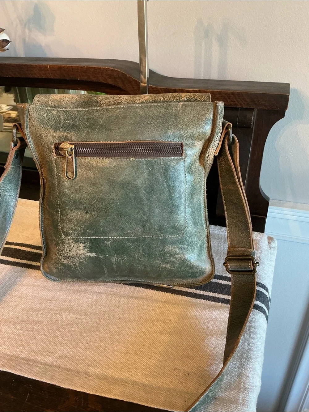 Bed Stu Leather Venice Beach Crossbody Bag Dark Teal Lux Retail $240
